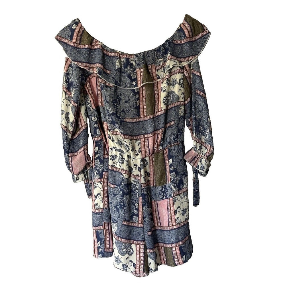 Women's Bongo Floral Paisley Patchwork Romper Size M Boho Festival Y2K VTG